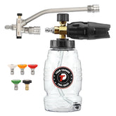 Tool Daily foam cannon dual-connector setup enabling smooth water flow during washing.