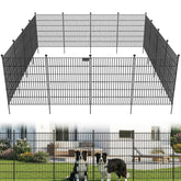 Toolterritary 10-panel no-dig fence with gate provides durable outdoor barrier for pets.