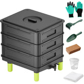 Top Xian 50L worm composter front view with faucet and stacked trays.