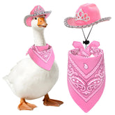 Topbuti western cowgirl porch goose hat on statue adds festive curb appeal.