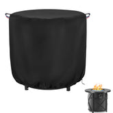 Topcover fire pit cover protects a 30-inch round pit from rain and wind.