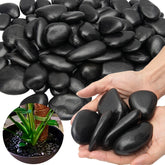 TOPEMAI black river rocks, 15 lb bag, polished pebbles for durable garden decor