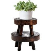 TOPZEA small round wooden plant stool stand for compact display and elevation.