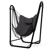 TOREVSIOR unique U-shaped hammock chair with stand for indoor and outdoor relaxation.