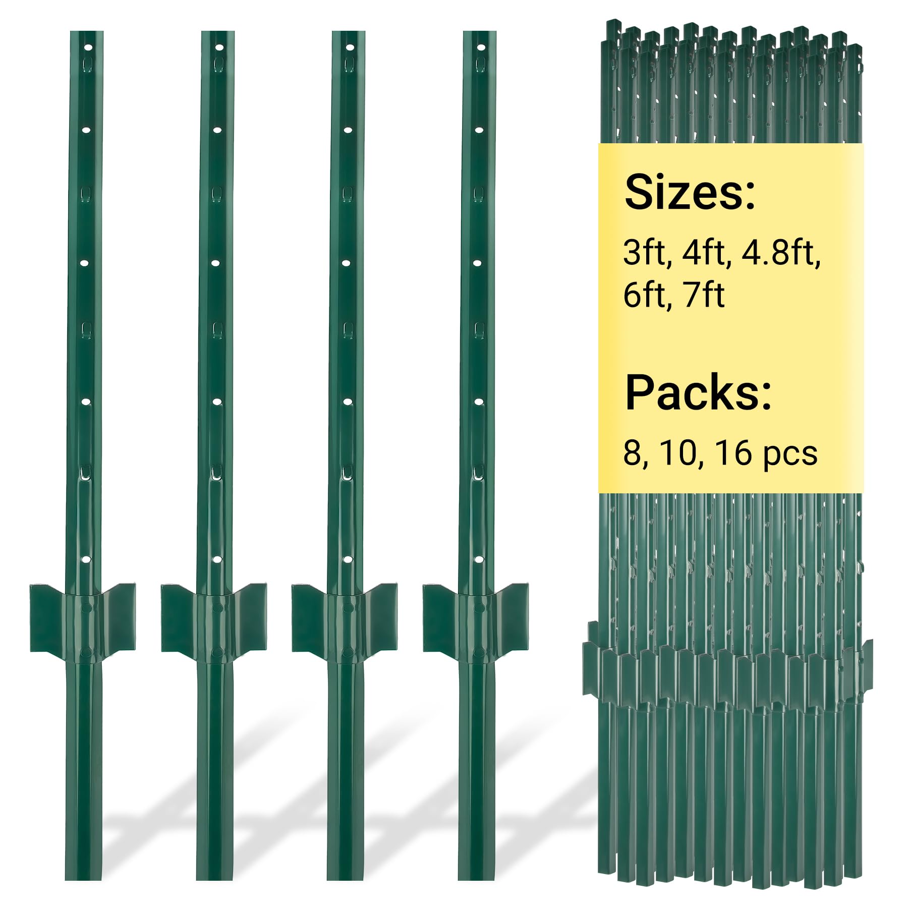 Toriexon 3ft green heavy-duty U post for fences provides sturdy support.