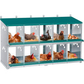 Toriexon nesting box front view with 10 compartments for easy egg collection