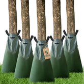 Toriexon tree watering bag showing 20-gallon capacity for extended irrigation