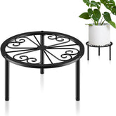 TOSKING heavy-duty plant stand with 7-9-inch round tray supports medium pots on any surface.