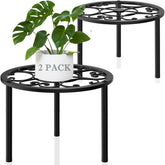 TOSKING two-pack heavy-duty plant stand with round 10-inch tray for indoor or outdoor display
