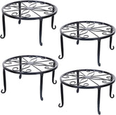 Tosnail four-pack metal plant stands for versatile indoor and outdoor display.