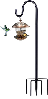 ToyHotels shepherd hook in garden for hanging bird feeders and lanterns.