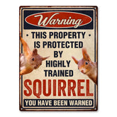 TP GLOBAL Funny Squirrels Sign front view highlights durable aluminum for indoor or outdoor use.