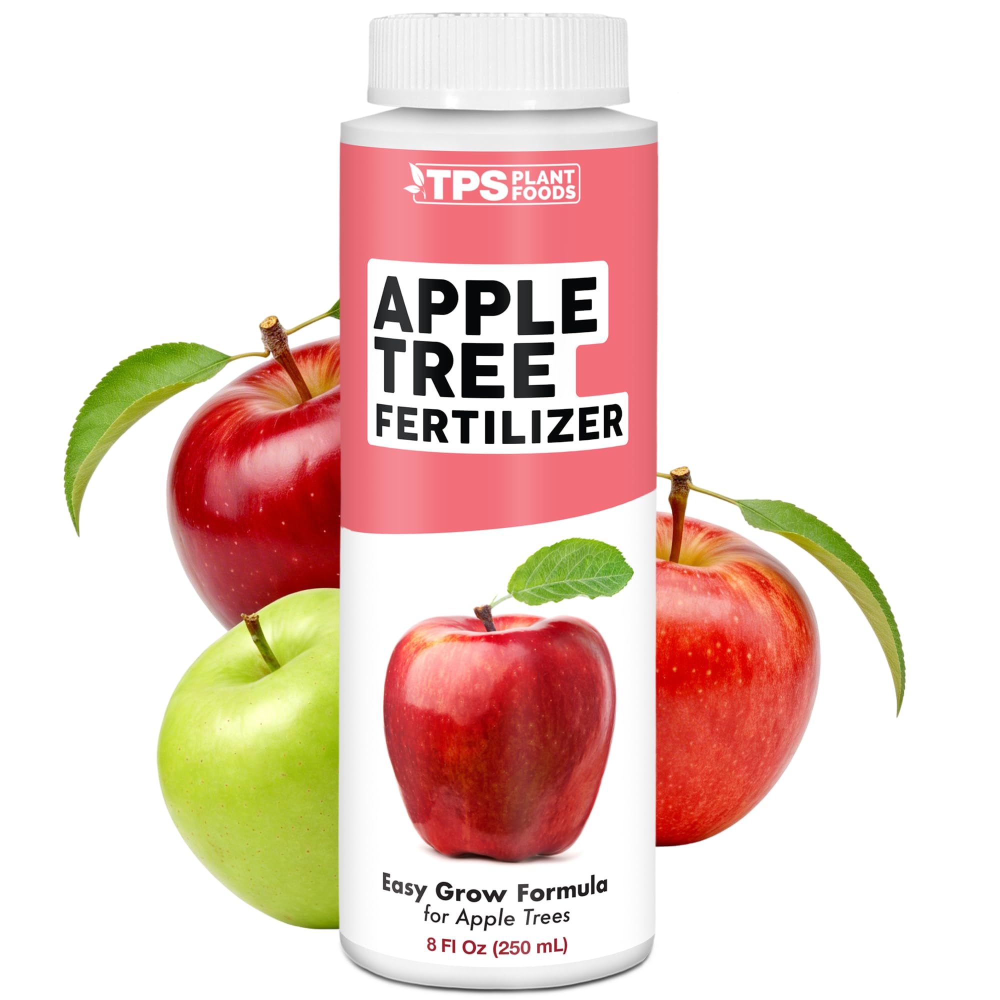 TPS NUTRIENTS Apple Tree Fertilizer bottle demonstrates easy liquid feeding for healthier fruit trees.