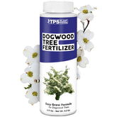 TPS Nutrients Dogwood Tree Fertilizer bottle pour supports soil nourishment for vibrant blooms.