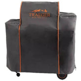 Traeger BAC359 full-length grill cover front view protects Timberline 850 from weather and debris
