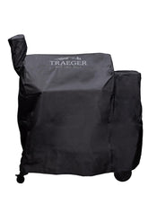 Traeger BAC504 full-length grill cover mounted on Pro 780 protecting from sun and rain.
