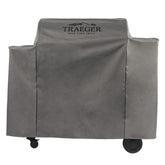 Traeger BAC513 full-length grill cover protects Ironwood 885 from rain and sun.