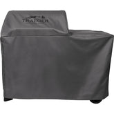 Traeger BAC761 all-weather cover on Woodridge grill front view protects against rain and sun