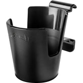 Traeger P.A.L. cup holder attachment on grill showing easy-access drink space and tool area