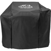 Traeger Silverton 620 grill cover in full-length view protects against outdoor elements