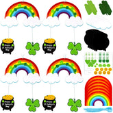 Tranqun St Patrick's Day mobile craft kit shows colorful shamrocks for kid-friendly home decor.