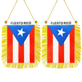 TrendPow Puerto Rico flag on rearview mirror, compact car decor.