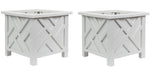 Trenton Gifts Chippendale white planter set front view for porch and patio.