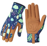 Trifabricy garden gloves with floral back pattern provide breathable protection for planting and weeding.