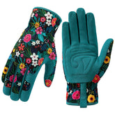 Trifabricy garden gloves for women with floral back design for comfortable pruning and weeding