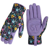 Trifabricy women garden gloves with breathable leather and floral pattern for comfortable tool grip.