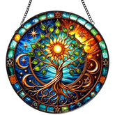 TRINYVORA Tree of Life stained glass window hanging brightens sunlit spaces