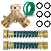 Triumpeek brass 2way hose connector showing durable construction for steady water flow
