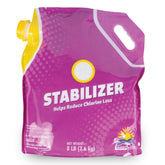 TropiClear Pool Stabilizer bottle pours to shield chlorine from UV light and extend sanitizer life