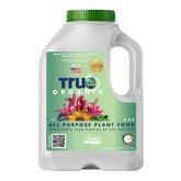 True Organic All Purpose Plant Food bottle label showing nutrient-rich blend for soil health.