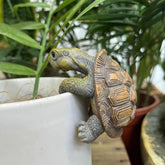 TSCVPJL Cute climbing tortoise flower pot hugger adds playful charm to pots