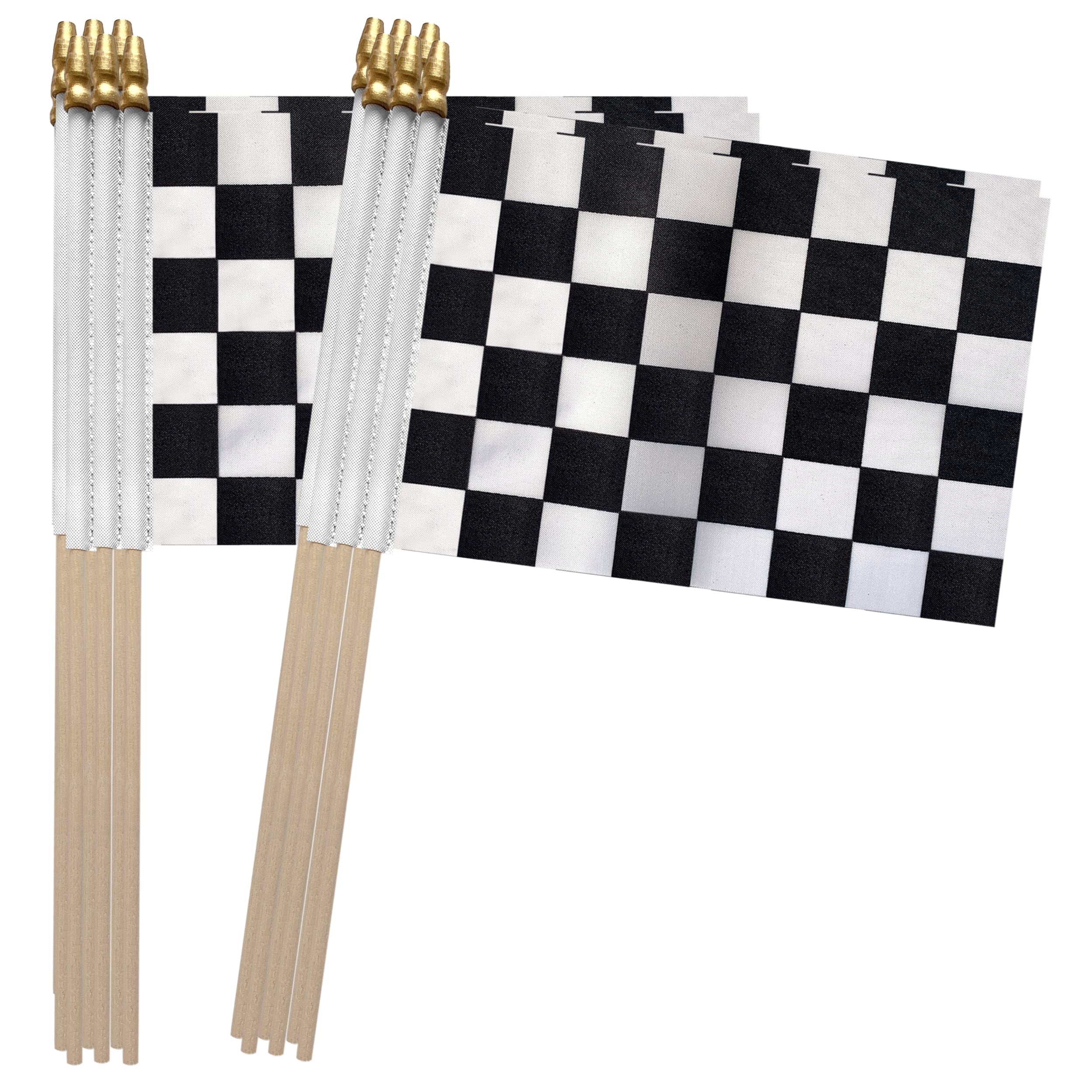 TSMD checkered flag on wood stick for party decor and parades