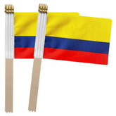 TSMD Colombia flag 5.5x8.2-inch on a sturdy wood stick, ideal for events and parades.