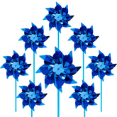 Tsocent blue pinwheels ready for quick assembly to brighten garden decor.