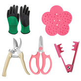 TTOVIA Floral Tool Kit rose thorn stripper in use for clean pruning