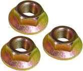 TUAIC spindle blade nut 3-pack closeup showing flanged design for secure blade attachment