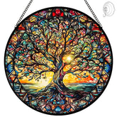 Tufeu Tree of Life suncatcher closeup showing vibrant glass for sunlit windows