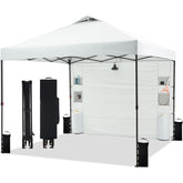 Tunbne 10x10 pop-up canopy setup showing quick one-person assembly for outdoor shade