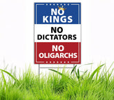 TUOCYERD No Kings in America sign displayed in yard for clear message visibility.