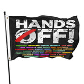 TUOCYERD hands-off flag 3x5ft waving in a sunny yard for outdoor messaging.