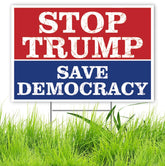 TUOCYERD Stop Trump yard sign front view with bold graphics for outdoor visibility.
