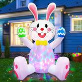 TurnMeon 4ft Easter bunny inflatable with rotating LED lights brightens outdoors