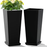 TUYOHW 24-inch tall planter with tray for indoor plants and porch display