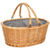 TwentyNext wicker picnic basket natural 16 inch size for easy outdoor dining.