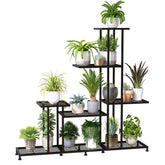 Twhep heavy duty 5-tier plant stand front view with sturdy iron frame for indoors