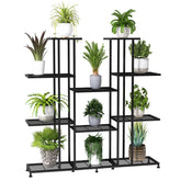 Twhep 9-tier plant stand front view showing sturdy iron frame for indoor use